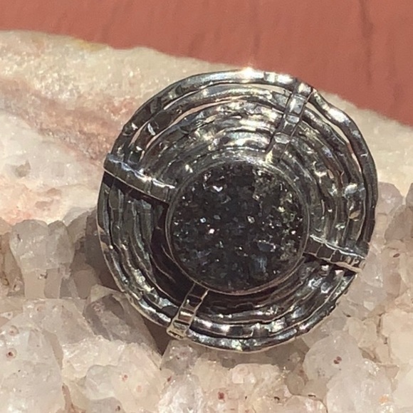 Jewelry - New BLACK DRUZY QUARTZ 925 SILVER RING, SZ 6